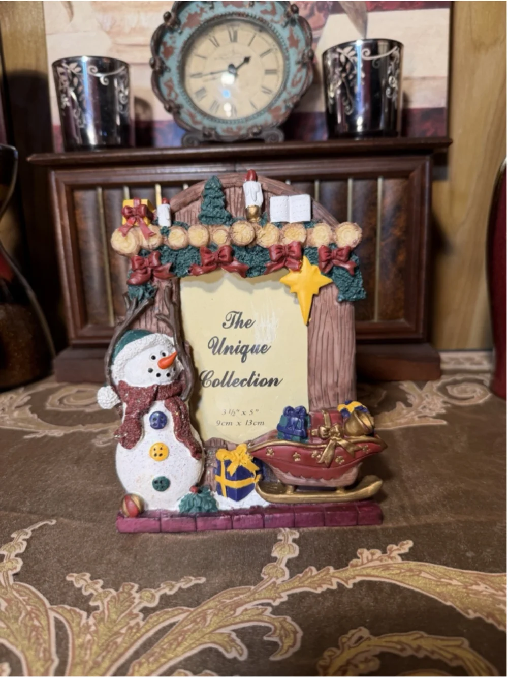 The Unique Collection Christmas Decor Snowman Picture Frame For 3.5x5